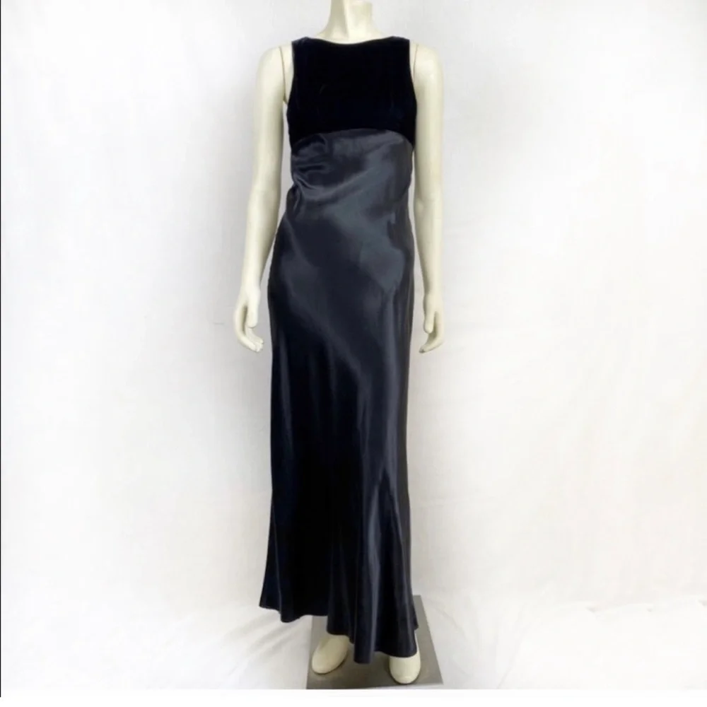 Vintage 90s Maxi Black black Fitted dress size S - Picture 1 of 7